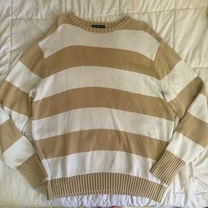Brandy Melville Brianna beige/tan and white oversized knitted sweater